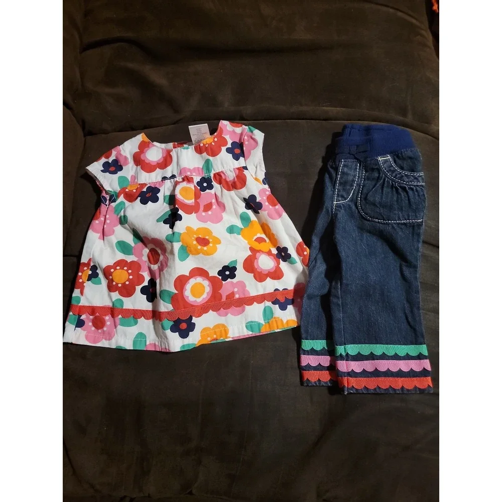 Gymboree smart little lady outfit top jeans size 6 12 months‎